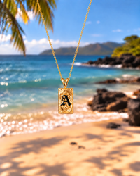 Hawaii Enameled Initial Necklace